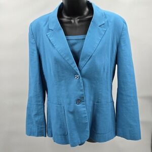 Chadwick's Women's Blazer Jacket 8 Petite Aqua 2-button W/Matching Top Vintage